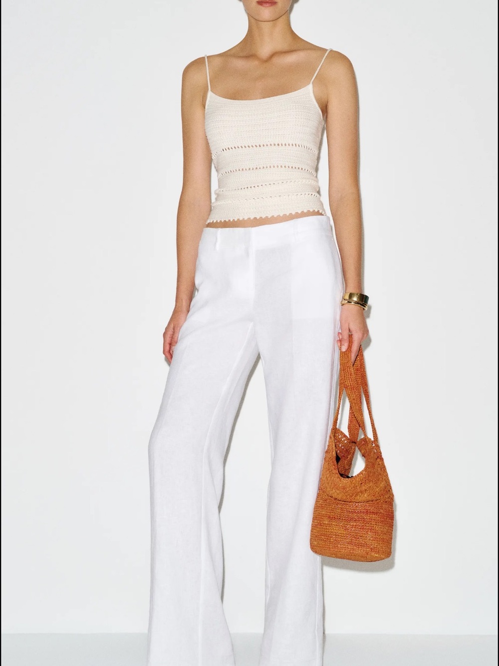 Reformation White Wide-Leg Linen Trousers